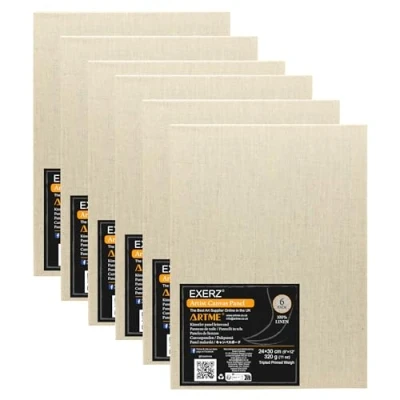 Afbeelding van Exerz Set van 6 linnen panelen 24 x 30 cm 3 mm 280 g/m² 100% drievoudig gegrond/zuurvrij/middelkorrelig olie en acryl