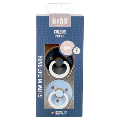 Image de Bibs 1 Sucette Duo Glow Dark Iron&amp;baby Blue