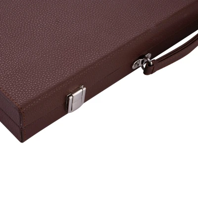 Afbeelding van Longfield Backgammon 18 &quot;, bruin/geel/wit ingelegd vilt