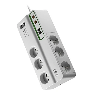 Afbeelding van APC Surge Arrest Home/Office PMH63VT FR 6 stopcontacten coaxiale en telefoonbescherming beschermingspolis voor aangesloten apparaten tot 75.000