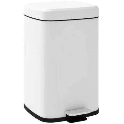 Afbeelding van HOMCOM Keukenafvalemmer, 20 l, pedaalemmer van roestvrij staal met softclose deksel, compact, uitneembare binnenemmer, 28 l x 35 b 45 h, wit