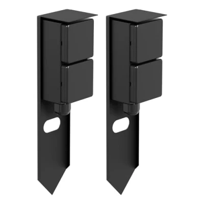 Afbeelding van ledscom.de PIWI Tuincontactdoos zuil met grondpen voor buiten, 2 stuks, IP44, voudig, roestvrij staal, kunststof, zwart, rechthoekig, 30 cm