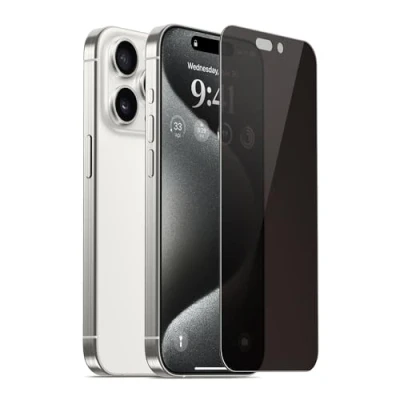 Afbeelding van elago Privacy Glass+ displaybeschermfolie compatibel met iPhone 15 Pro beschermt de privacy, oppervlaktehardheid 9H, onbreekbaar, krasbescherming