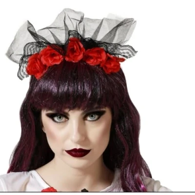 Afbeelding van Halloween/horror verkleed diadeem/tiara/bloemenkrans zombie/heks/lady kunststof dames/meisjes