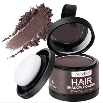 Image de poudre capillaire, brun moyen, 4 g, pour raccords, densifie les cheveux, correcteur épaissir homme et femme, résiste au vent à l’eau, cacher racines (brun