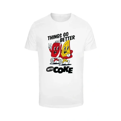 Afbeelding van Merchcode Things GO Better WITH COKE Tshirt print, Heren, Maat: Large, White