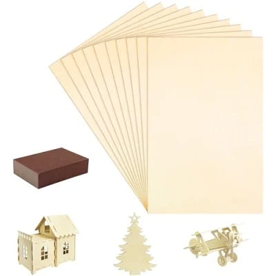 Afbeelding van Belle Vous 10 Pak 2 mm Spaanplaat Vellen 20 x 30 cm Onbewerkt Houten DIY Hobby Project Spaan Plaat Perfect voor Lasersnijden, Verven, Modelleren, Graveren &amp; Pyrografie