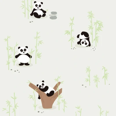 Afbeelding van PANDABEER BEHANG Kinderkamer groen zwart wit bruin A.S. Création Little Love