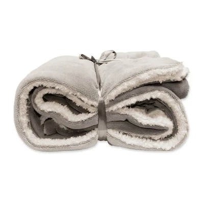Afbeelding van Unique Living Lars coral fleece/suede plaid 150x200cm chateau grey