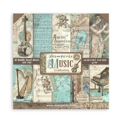 Afbeelding van Stamperia Music 8x8 Inch Paper Pack (SBBS118)