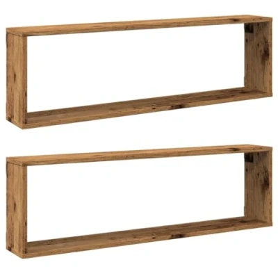 Afbeelding van vidaXL Wandschappen kubus 2 st 100x15x30 cm bewerkt hout oud