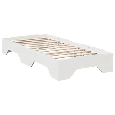 Afbeelding van vidaXL Bedframe zonder matras stapelbaar 75x190 cm massief hout wit