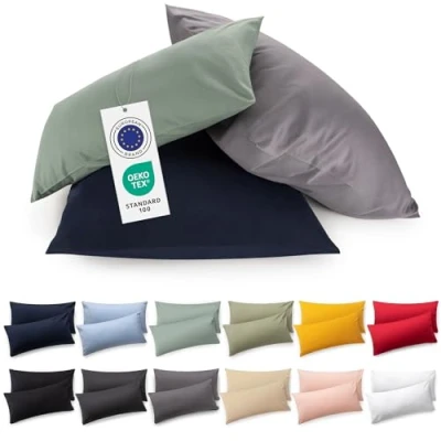 Afbeelding van Blumtal Set Van 2 Kussenslopen Superzachte Premium Jersey Kussenhoes 100% Katoen 40 x 60 cm Groen