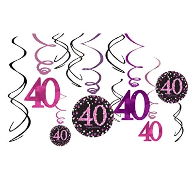 Afbeelding van Decoratie swirl 40 Sparkling zwart roze