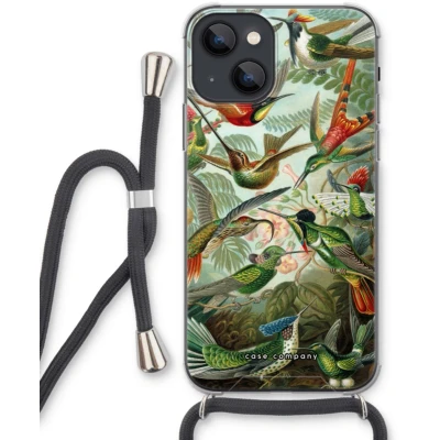 Afbeelding van Case Company® hoesje met Koord geschikt voor iPhone 13 mini Haeckel Trochilidae Telefoonhoesje Zwart Extra Bescherming aan alle Kanten en Over de Schermrand