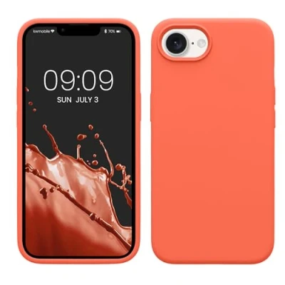 Afbeelding van kwmobile telefoonhoesje geschikt voor Apple iPhone 16e Hoesje met siliconen coating Smartphone case in levendig koraal