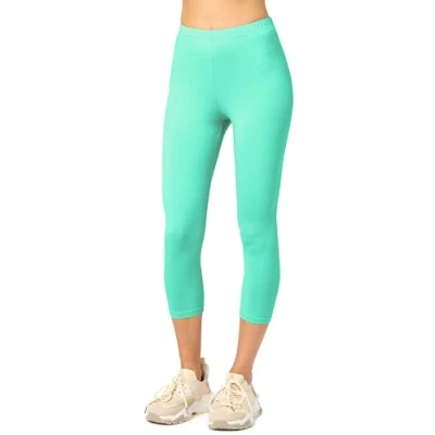 Afbeelding van Merry Style MS MS10 199 LE Dames Capri Leggings Sport Vrijetijdsbroek 3/4 Lengte Katoen Sporbroek Yogabroek Munt M