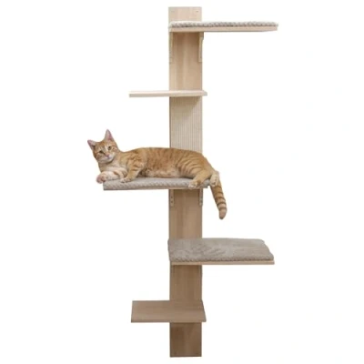 Afbeelding van Kerbl Pet Houten muurkrabpaal voor katten natuur/grijs
