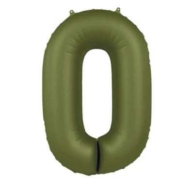 Afbeelding van Folat Folieballon Cijfer 0 Olive Green 86 cm
