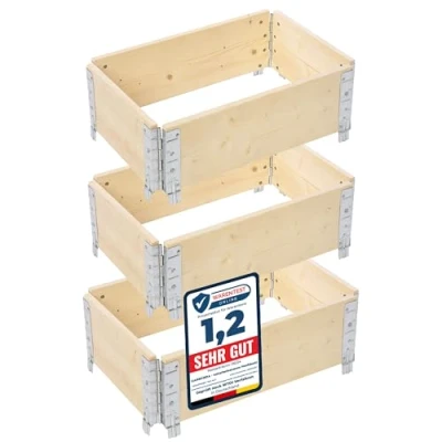 Afbeelding van Garronda Palletrand 3 Pack 60x40x20 cm Natuurlijk Bloemen Kruiden Palletframe Natuurlijke Verhoogde Bloembedden GD BUD PAL