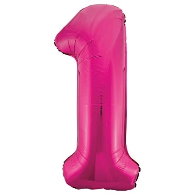 Afbeelding van Unique Party enorme folieballon cijfer 1 86 cm, roze