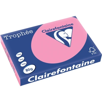 Afbeelding van Clairefontaine Trophée Pastel, Gekleurd Papier, A3, 80 G, 500 Vel, Felroze Papier