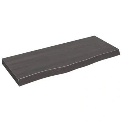 Afbeelding van Tafelblad 100x40x6 cm behandeld massief eikenhout donkergrijs