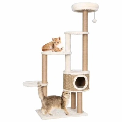 Afbeelding van vidaXL Kattenmeubel met luxe kussen en krabpalen 148 cm zeegras