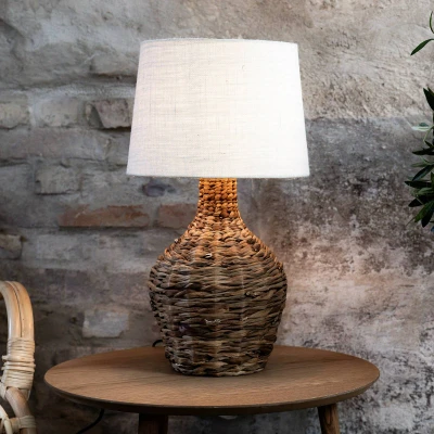 Afbeelding van Paglia tafellamp, naturel/wit, rotan/jute, hoogte 58 cm