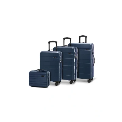 Afbeelding van WITTCHEN COMODO Line Set van 4 harde ABS koffers met TSA slot, maat S, M, L, en cosmeticakoffer, Donkerblauw, kofferset, delig,
