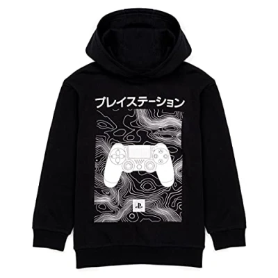 Afbeelding van PlayStation Kids Hoodie Games Japans Logo Zwarte Jumper Jas, zwart.