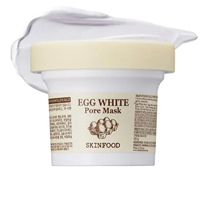 Afbeelding van SKINFOOD Poriënmasker eiwit 100 g poriënverfijning reinigingsmasker, vernauwt poriën, verwijdert mee eters en dode huidcellen, gladde zachte huid masker