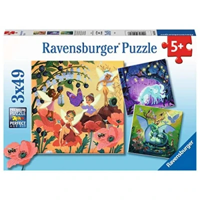 Image de Puzzle enfant 3x49 pièces Ravensburger Licorne dragon et fée