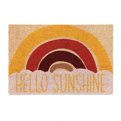 Afbeelding van Relaxdays deurmat kokos &#039;hello sunshine&#039; regenboog voordeurmat weerbestendig