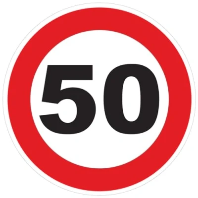 Afbeelding van Sticker snelheidsbegrenzing, rode cirkel, tractor, zwaargewicht, vrachtwagen, 50 km/u, zelfklevend, 15 cm diameter