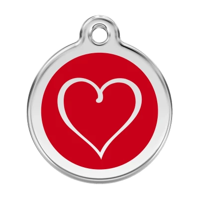 Afbeelding van Tribal Heart Red roestvrijstalen hondenpenning large/groot dia. 3,8 cm RedDingo