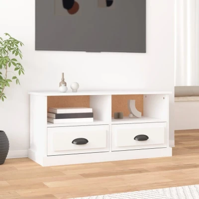 Afbeelding van Tv meubel 93x35,5x45 cm bewerkt hout wit