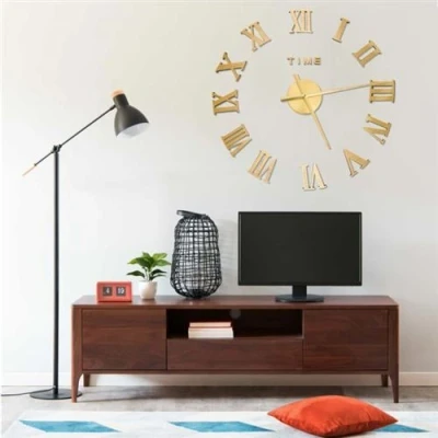 Afbeelding van 3D wandklok modern XXL 100 cm goudkleurig