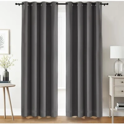 Afbeelding van Utopia Bedding Eyelet Blackout Gordijnen 2 Panelen [140x290 cm, Grijs], Thermische en Geluidsisolerende voor Slaapkamer Woonkamer