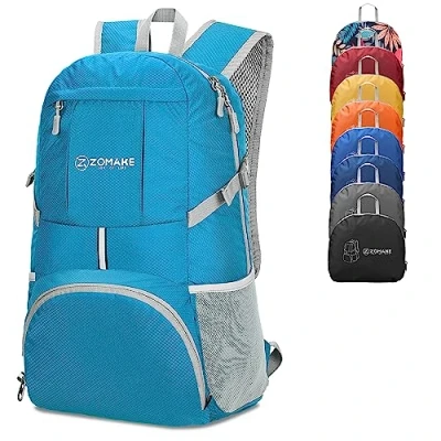 Afbeelding van ZOMAKE rugzak van 35 liter, opvouwbaar, licht, voor wandelen, opvouwbare dagrugzak dames en heren, sport outdoor