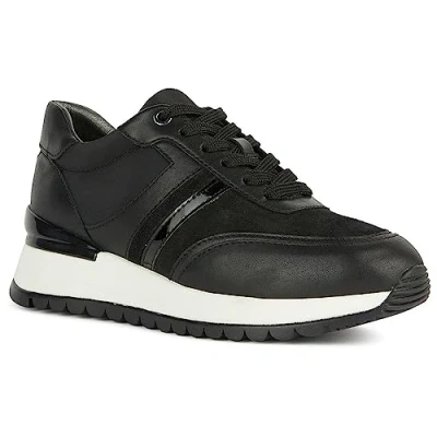 Afbeelding van Geox D Desya Sneakers laag, Dames, Maat: 38, Black Leer en textiel