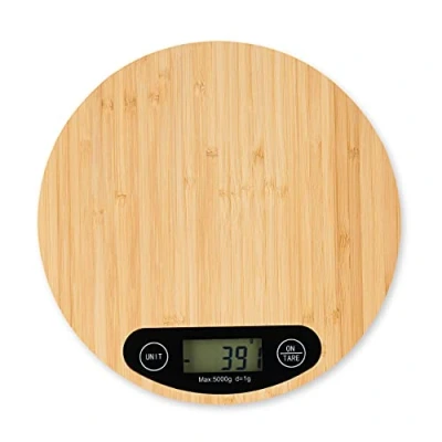 Afbeelding van Relaxdays keukenweegschaal digitaal tot 5 kg tarra functie bamboe weegschaal eten