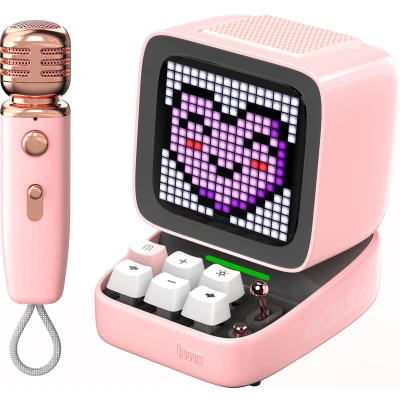 Afbeelding van Divoom™ Ditoo Mic Portable Speaker Met Draadloze Microfoon Pixelart Roze