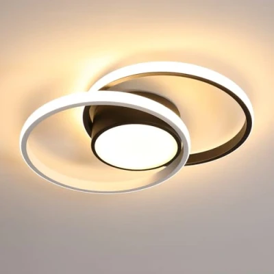 Image de Comely Plafonnier LED, Rond Lampe de Plafond 42W, Moderne Luminaire pour Couloir Coucher Salle Bains Cuisine Salon, Luce Calda 3000K, Longueur 40cm, Nero