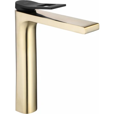 Afbeelding van REA Soul Wastafelkraan/ Mengkraan Opbouw Hoog Model Glans Goud/Mat Zwart