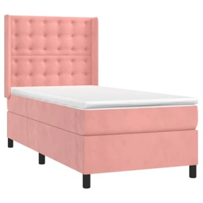 Afbeelding van vidaXL Boxspring met matras fluweel roze 90x190 cm