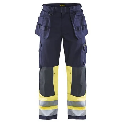 Image de Pantalon artisan multinormes marine/jaune fluorescent