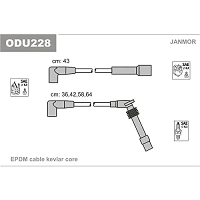Afbeelding van JANMOR ODU228 Bougiekabelset OPEL: Astra F Saloon