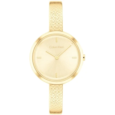 Afbeelding van Calvin Klein Analoog kwartshorloge voor dames met goudkleurige roestvrijstalen armband 25200182, Goud,
