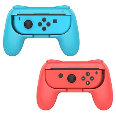 Afbeelding van MoKo 2 stuks handgrepen compatibel met Nintendo Switch, ABS controller set voor van ABS, Joy Con controller, comfortabel, vermindert vermoeidheid Switch rood/blauw